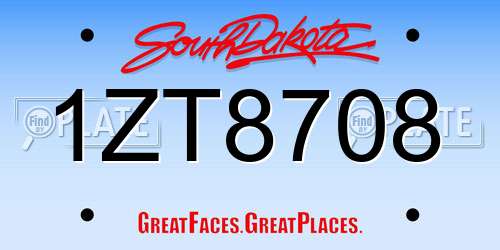 1ZT8708 South Dakota License Plate