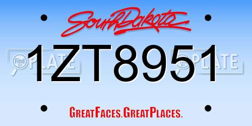 1ZT8951 South Dakota License Plate