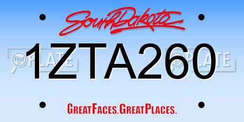 1ZTA260 South Dakota License Plate