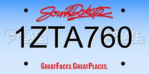 1ZTA760 South Dakota License Plate