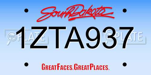 1ZTA937 South Dakota License Plate
