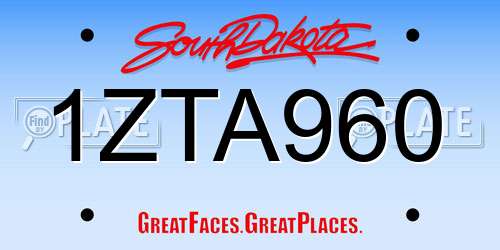 1ZTA960 South Dakota License Plate