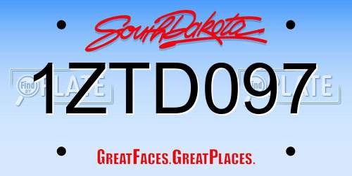 1ZTD097 South Dakota License Plate
