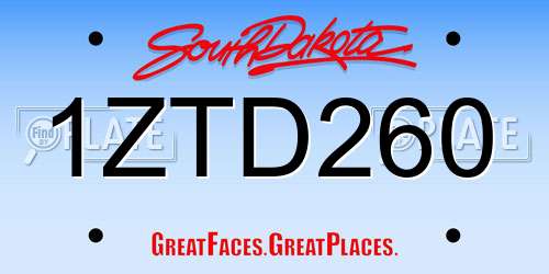 1ZTD260 South Dakota License Plate