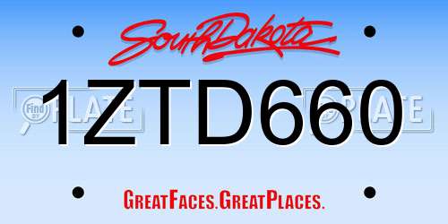 1ZTD660 South Dakota License Plate