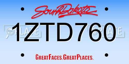 1ZTD760 South Dakota License Plate