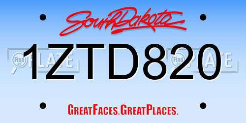 1ZTD820 South Dakota License Plate