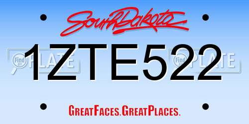 1ZTE522 South Dakota License Plate