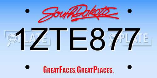 1ZTE877 South Dakota License Plate