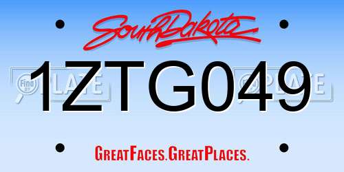 1ZTG049 South Dakota License Plate