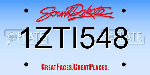 1ZTI548 South Dakota License Plate