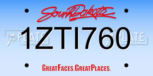 1ZTI760 South Dakota License Plate