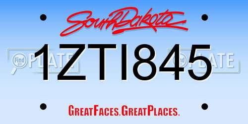 1ZTI845 South Dakota License Plate