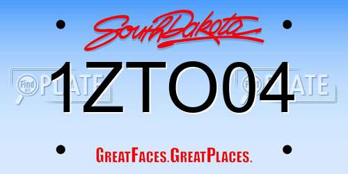 1ZTO04 South Dakota License Plate