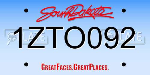 1ZTO092 South Dakota License Plate