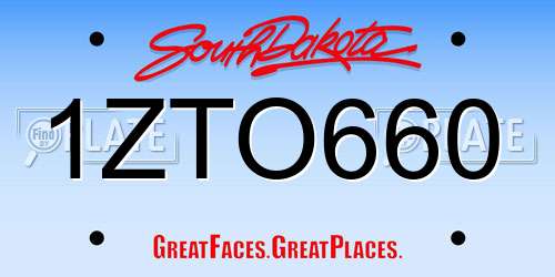 1ZTO660 South Dakota License Plate