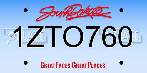 1ZTO760 South Dakota License Plate