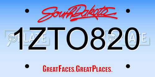 1ZTO820 South Dakota License Plate