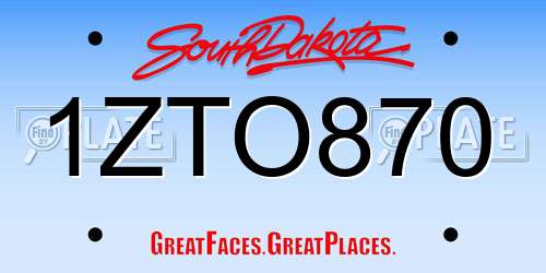 1ZTO870 South Dakota License Plate