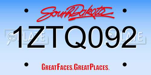 1ZTQ092 South Dakota License Plate