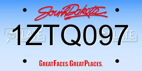 1ZTQ097 South Dakota License Plate