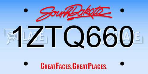 1ZTQ660 South Dakota License Plate