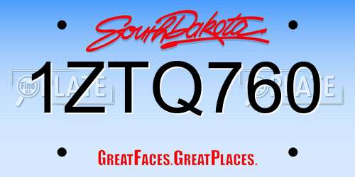 1ZTQ760 South Dakota License Plate