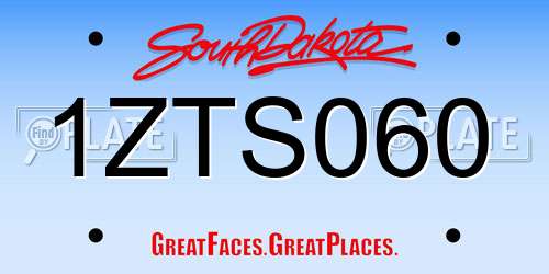1ZTS060 South Dakota License Plate