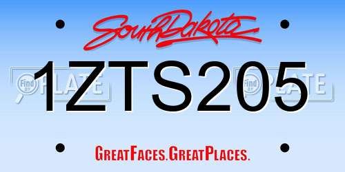 1ZTS205 South Dakota License Plate
