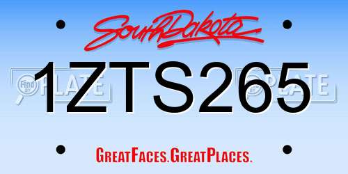 1ZTS265 South Dakota License Plate