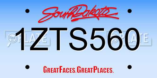 1ZTS560 South Dakota License Plate