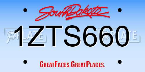 1ZTS660 South Dakota License Plate