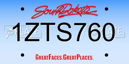 1ZTS760 South Dakota License Plate