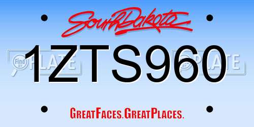 1ZTS960 South Dakota License Plate