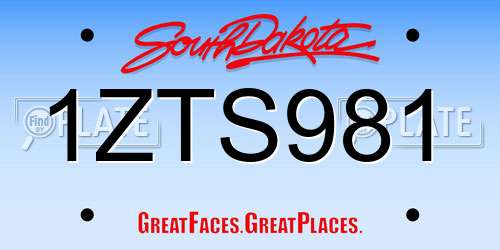 1ZTS981 South Dakota License Plate