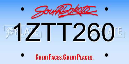 1ZTT260 South Dakota License Plate
