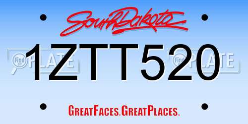 1ZTT520 South Dakota License Plate