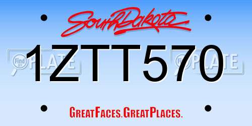 1ZTT570 South Dakota License Plate