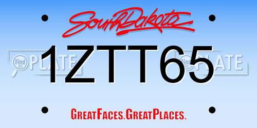 1ZTT65 South Dakota License Plate