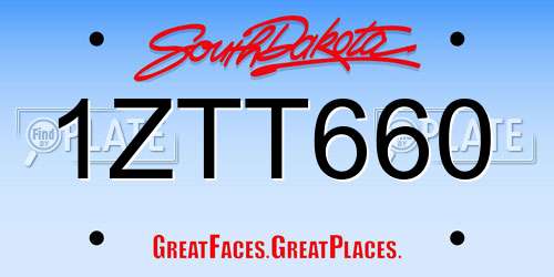 1ZTT660 South Dakota License Plate