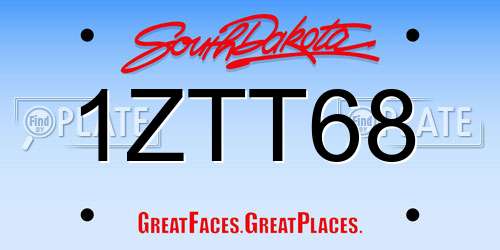 1ZTT68 South Dakota License Plate
