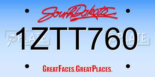1ZTT760 South Dakota License Plate