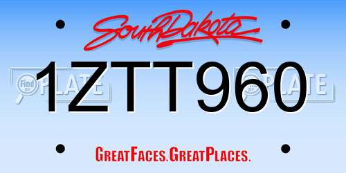 1ZTT960 South Dakota License Plate