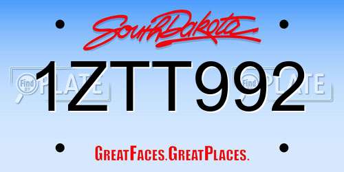1ZTT992 South Dakota License Plate