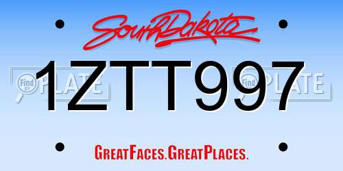 1ZTT997 South Dakota License Plate