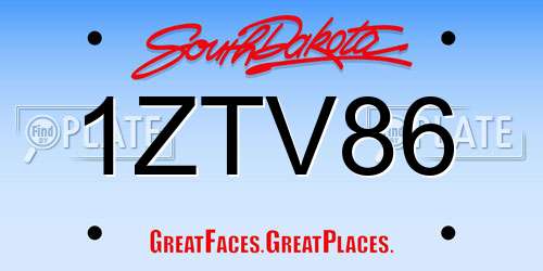 1ZTV86 South Dakota License Plate