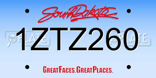1ZTZ260 South Dakota License Plate