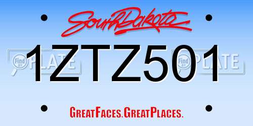 1ZTZ501 South Dakota License Plate