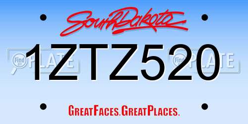 1ZTZ520 South Dakota License Plate