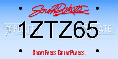 1ZTZ65 South Dakota License Plate